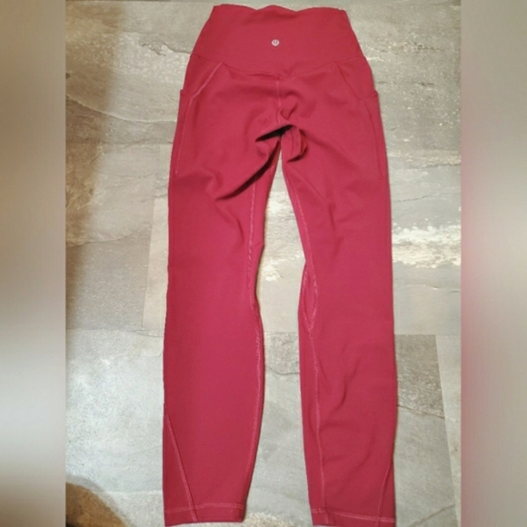 NWOT Lululemon Align High-Rise Pant. Crop. Pockets. Pink, "Pomegranate". Size 4. - Picture 4 of 13